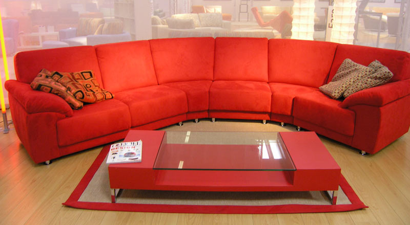 red living room furniture