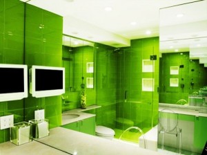 green themed bathroom